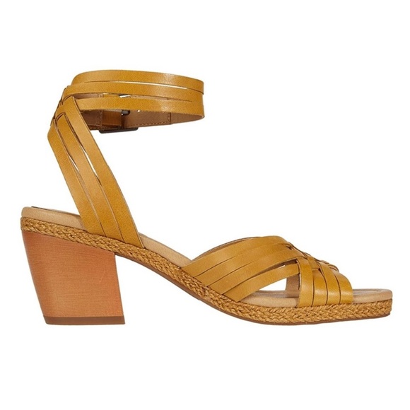 Lucky Brand Noxa Open Toe Boho 10M Leather Block Heel Sandals - Picture 1 of 14